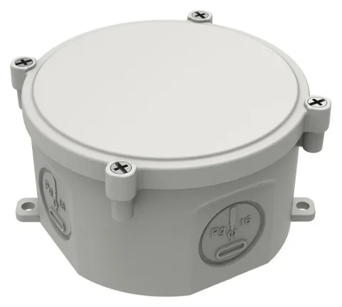 علبة توصيل بلاستيكية Ø80x45mm – IP67, غطاء معتم بالبراغي