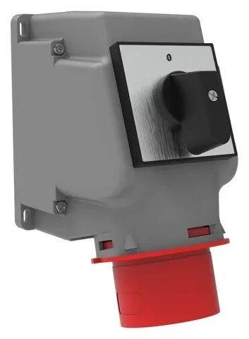 16A 5P IP44 CEE 90° Angled Wall-Mounted Inlet with Rotary Switch