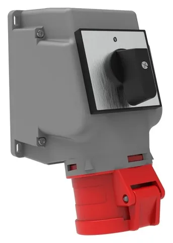 Base de superficie con interruptor rotativo, inclinada 90° CEE 16A 5P IP44