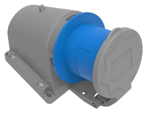 Wandstecker, 90° geneigt (mit Federdeckel) CEE 32A 3P IP44
