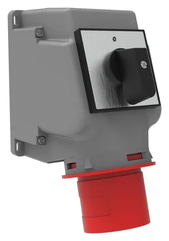 Clavija de superficie con interruptor rotativo, inclinada 90° CEE 32A 4P IP44