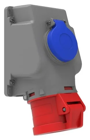 Base de superficie con base de empotrar adicional, inclinada 90° CEE 32A 4P IP44