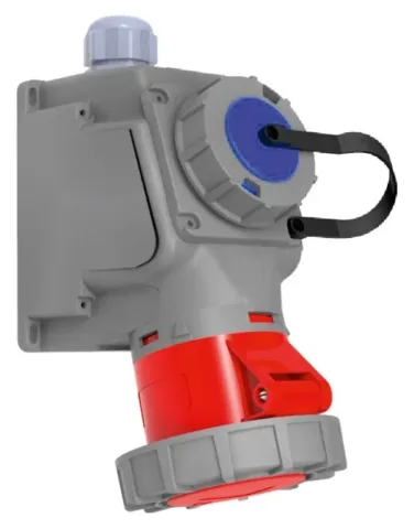 Base de superficie con base de empotrar adicional, inclinada 90° CEE 32A 4P IP67