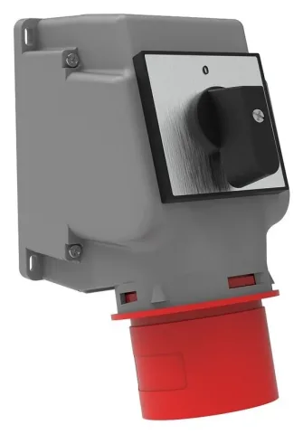 Clavija de superficie con interruptor rotativo, inclinada 90° CEE 32A 5P IP44