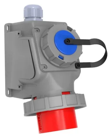 Clavija de superficie con base de empotrar adicional 16A, inclinada 90° CEE 32A 5P IP67