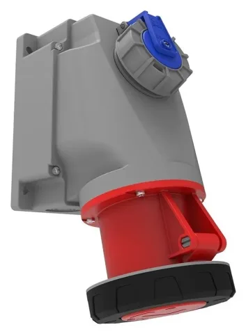 Base de superficie con base de empotrar adicional, inclinada 90° CEE 63A 5P IP67