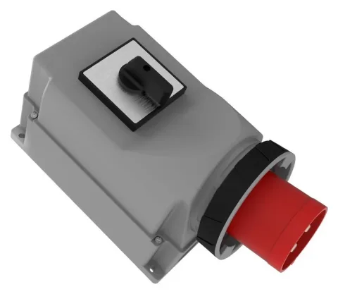 Clavija de superficie con interruptor rotativo, inclinada 90° CEE 125A 5P IP65