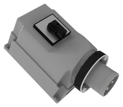Вилка настенная с поворотным выключателем, наклон 90° CEE 160A 5P IP67