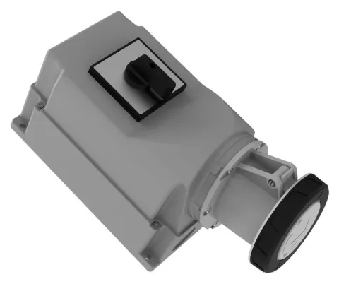 Base de superficie con interruptor rotativo, inclinada 90° CEE 160A 5P IP67