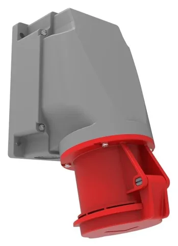 Розетка настенная, наклон 90° (с пилотным контактом) CEE 63A 4P IP44
