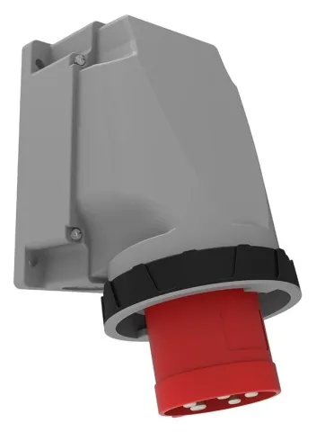 63A 4P IP67 CEE 90° Angled Wall-Mounted Inlet (with Pilot Contact)
