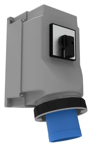 Clavija de superficie con interruptor rotativo, inclinada 90° (con contacto piloto) CEE 125A 3P IP67