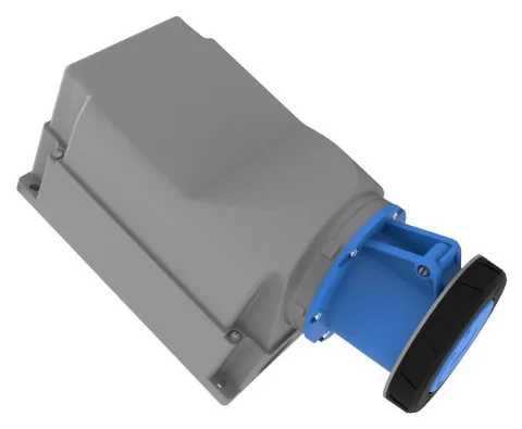 125A 3P IP67 CEE 90° Angled Wall-Mounted Socket (with Pilot Contact)