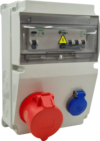 Щиток IP44 с автоматом – 32A 5P · 16A передний