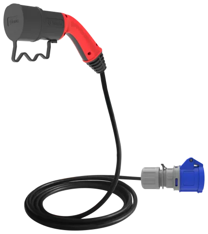 Adaptador C2C para caravana – 3m. Con cable · Type 2 monofásico 16A → Toma 16A 3P