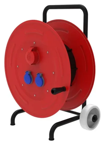 Metal Cable Reel with Trolley – IP44, 100 m Capacity (Without Cable)