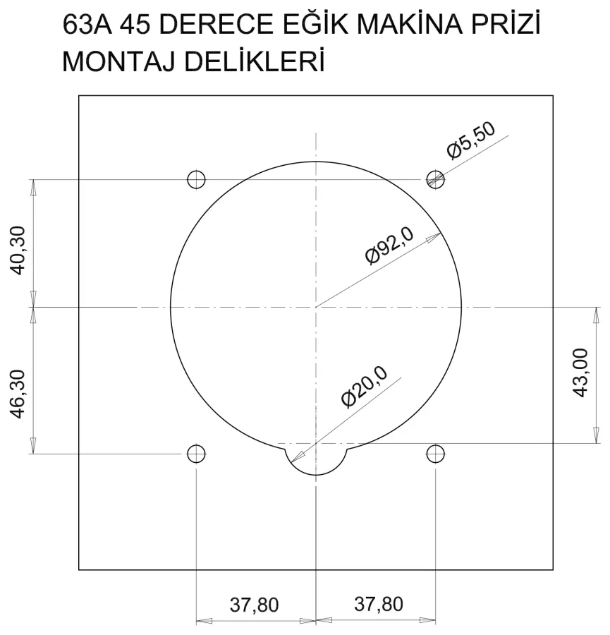 63A 4P IP44 CEE 45° Eğik Makine Prizi – 3
