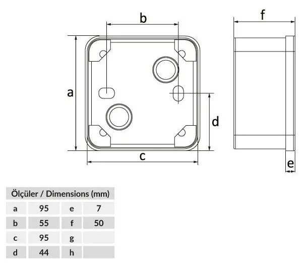 Plastic Junction Box (95x95x50) – IP44, Opaque Snap-on Cover – 2