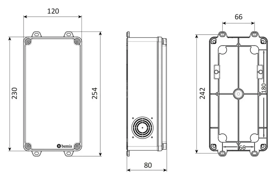 Caja de derivación de plástico 120x255x80 – IP67, tapa opaca atornillada – 2