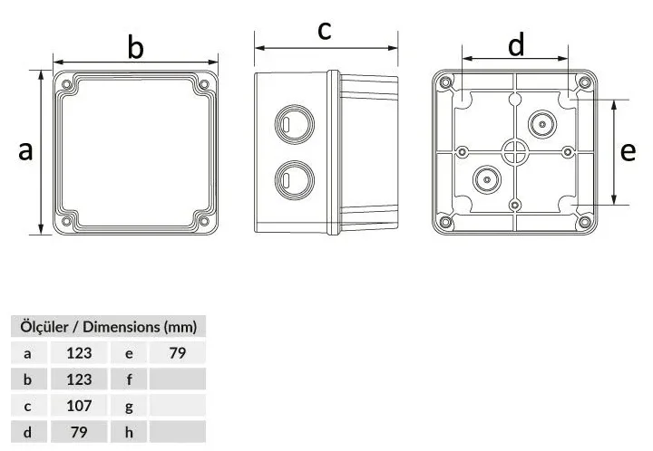 Kunststoff-Abzweigkasten (110x110x100) – IP44, undurchsichtiger Schraubdeckel – 2