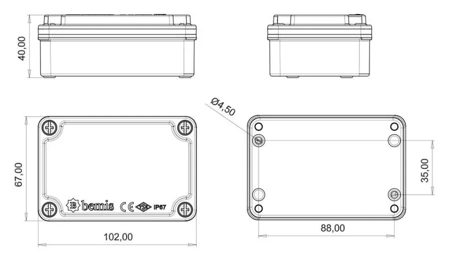 Ex-proof Alüminyum Buat (65x100x40) – IP67, Alüminyum Kapak – 2