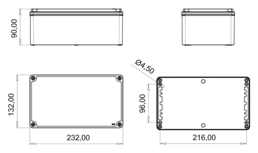 Ex-geschützter Aluminium-Abzweigkasten (130x230x90) – IP67, Aluminiumdeckel – 2