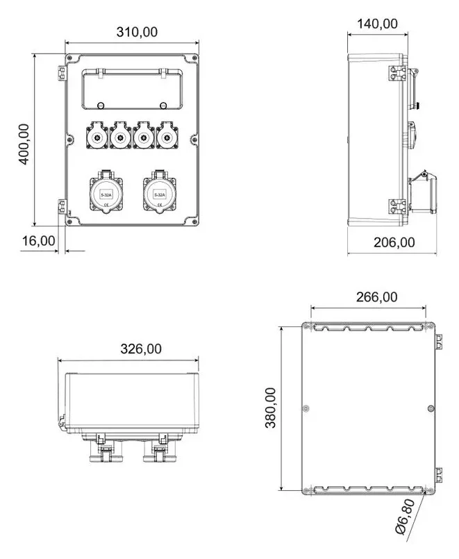 Alüminyum Kombinasyon Kutusu – IP44, Prizli – 2