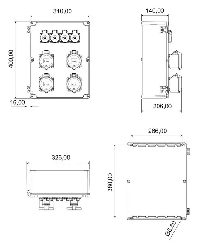 Alüminyum Kombinasyon Kutusu – IP44, Prizli – 2