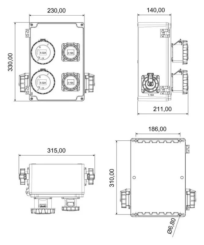 Alüminyum Kombinasyon Kutusu – IP44, Prizli – 2