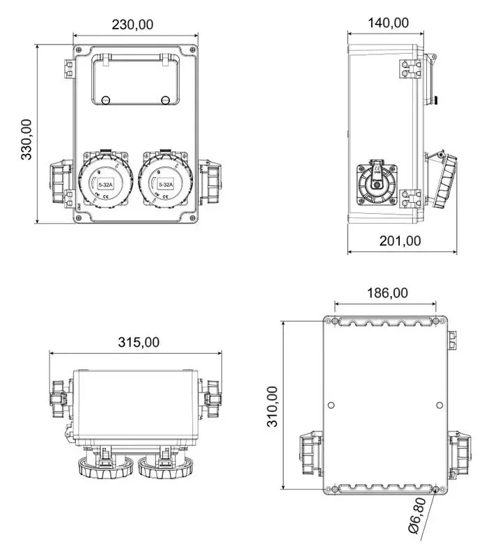Alüminyum Kombinasyon Kutusu – IP67, Prizli – 2