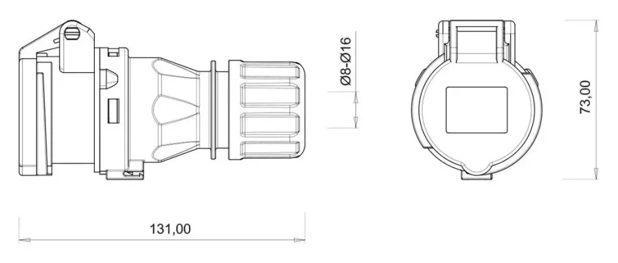 Kupplung CEE 16A 3P 24V IP44 – 2