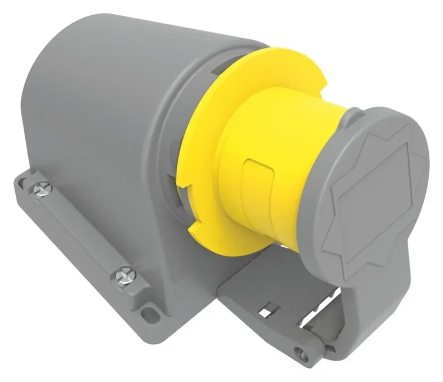 Clavija de superficie inclinada 90° (con tapa de resorte) CEE 16A 3P IP44