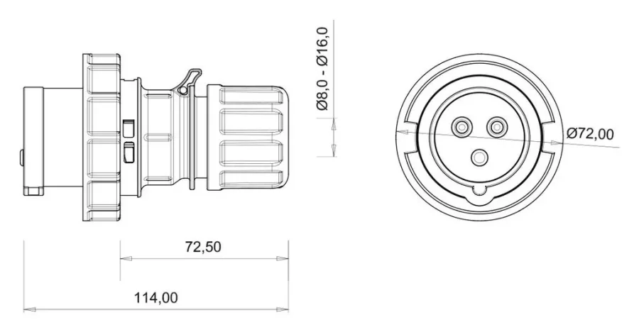 16A 3P IP67 CEE Düz Fiş – 2
