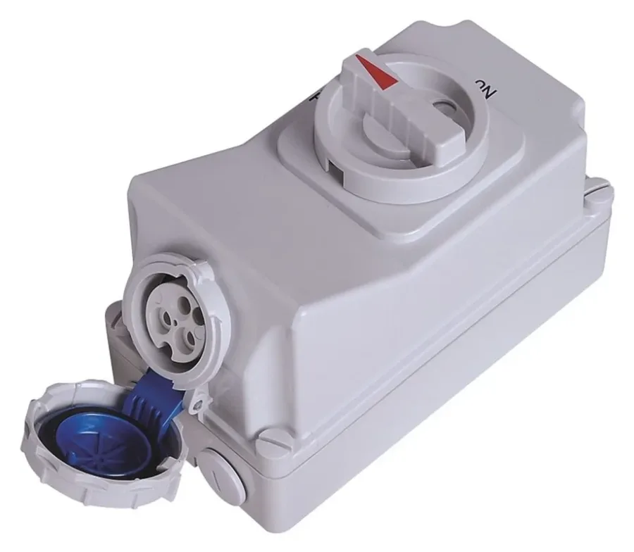 16A 3P IP67 CEE Interlock 90° Eğik Duvar Prizi