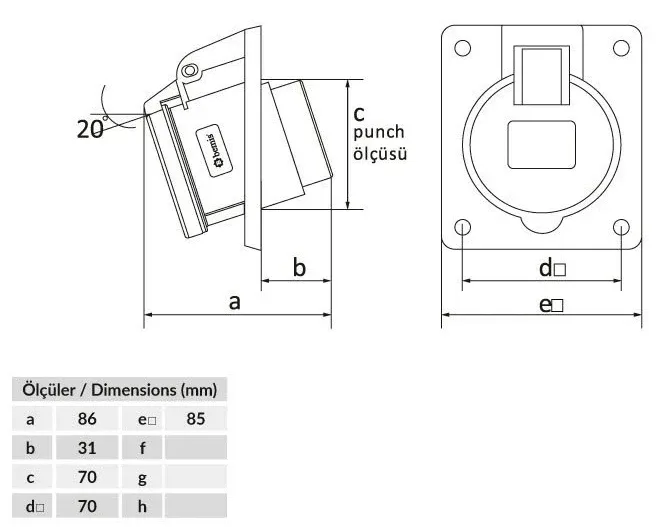 16A 4P IP44 CEE 45° Eğik Makine Prizi – 2