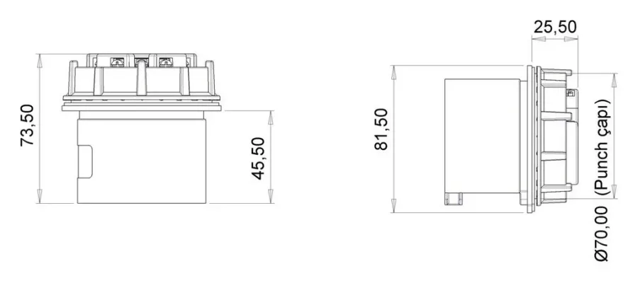 16A 5P IP44 CEE Panel-Mounted Plug (Nut Fixing) – 2