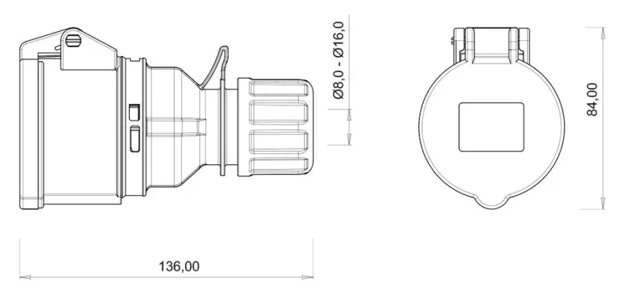مقبس متنقل CEE 16A 5P IP44 – 2