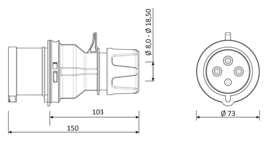 قابس CEE 32A 4P IP44 – 2
