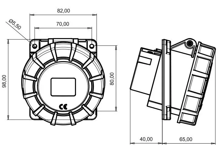 32A 5P IP67 CEE 45° Angled Panel-Mounted Socket – 3