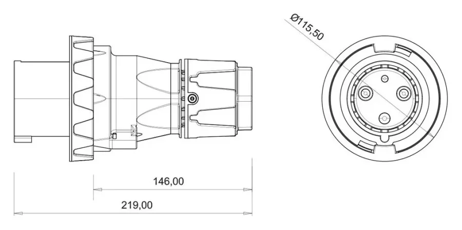 Stecker CEE 63A 3P IP67 – 2