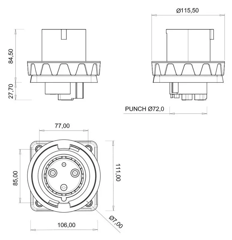 63A 3P IP67 CEE Makine Fişi – 2