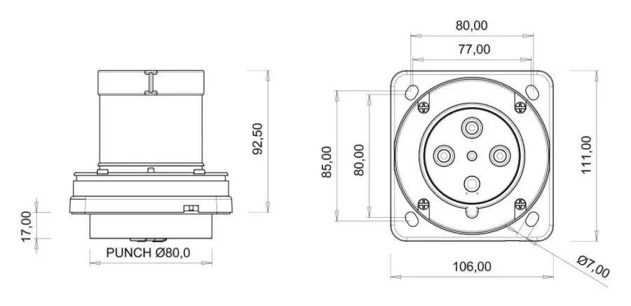 63A 4P IP44 CEE Makine Fişi – 2