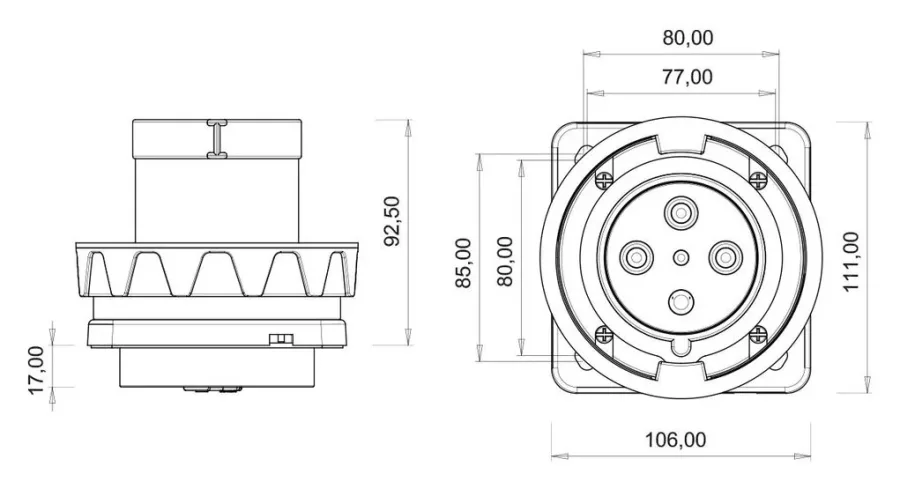 63A 4P IP67 CEE Makine Fişi – 2