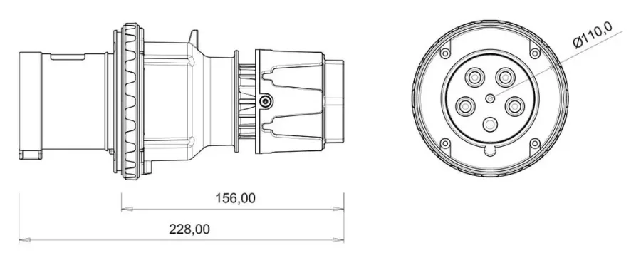 Clavija CEE 63A 5P IP44 – 2