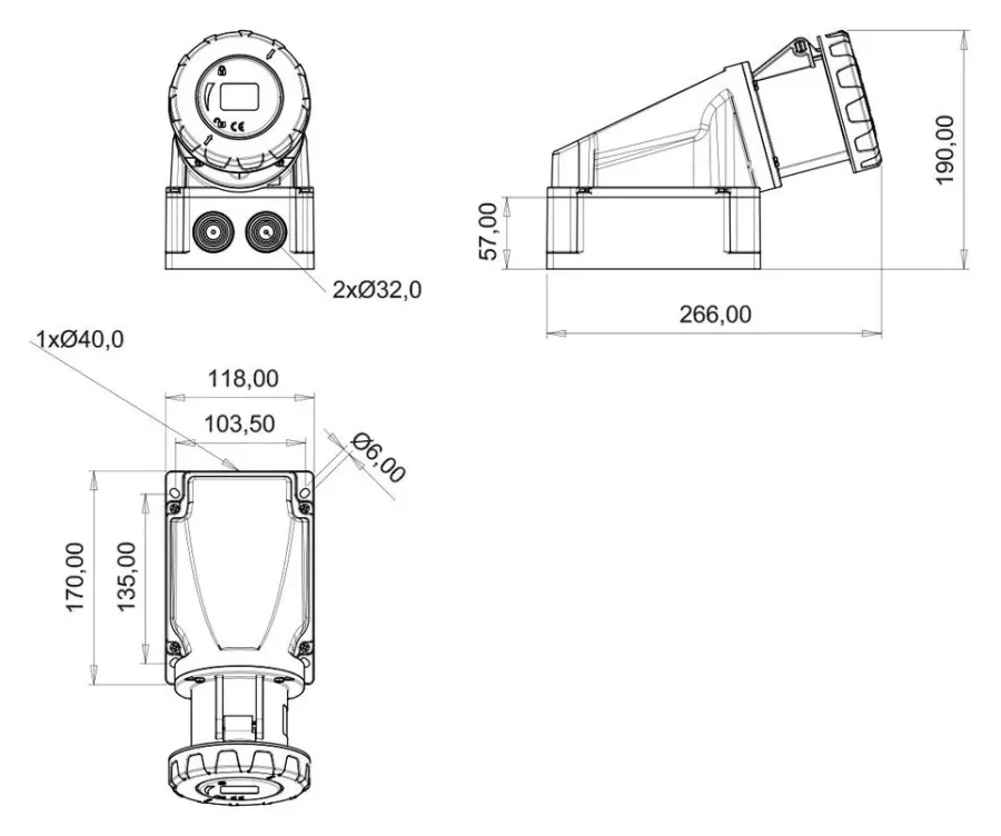 63A 5P IP67 CEE 90° Eğik Duvar Prizi – 2
