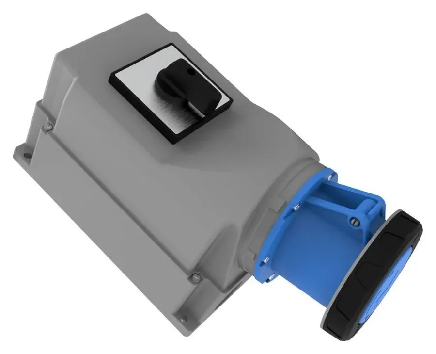مقبس جداري بمفتاح دوار، مائل 90° CEE 125A 3P IP65