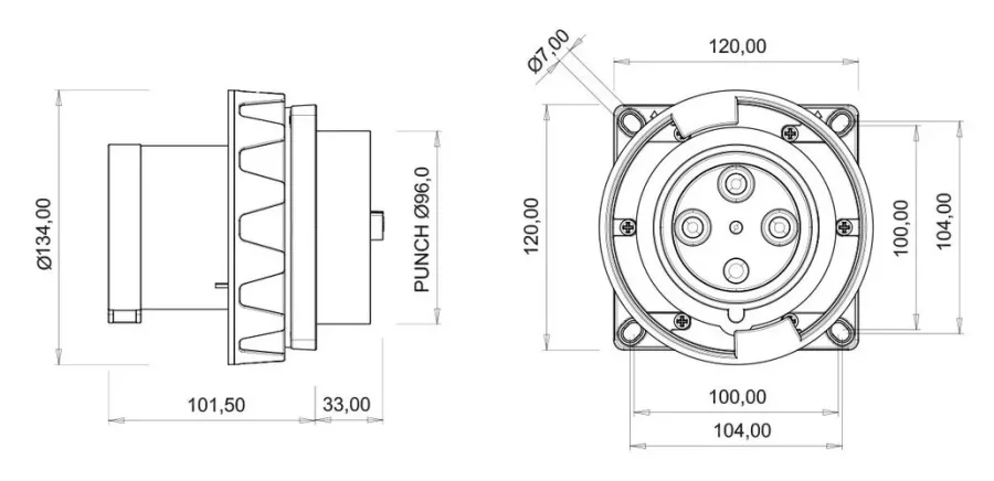 125A 4P IP67 CEE Makine Fişi – 2