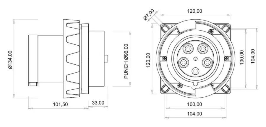 125A 5P IP67 CEE Makine Fişi – 2