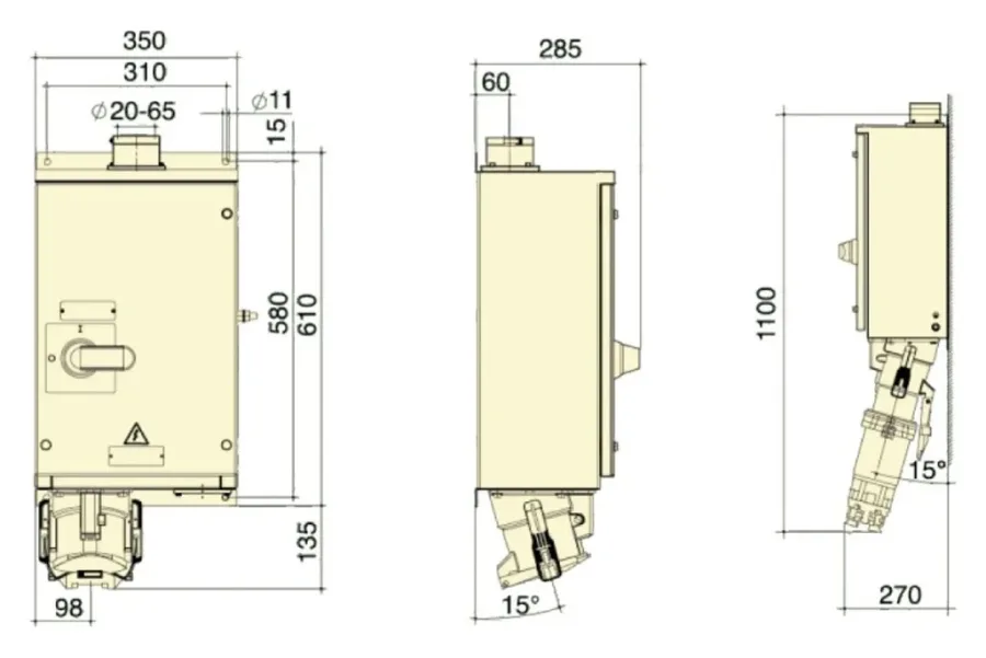 200A 4P IP67 90° Eğik Duvar Prizi – 2