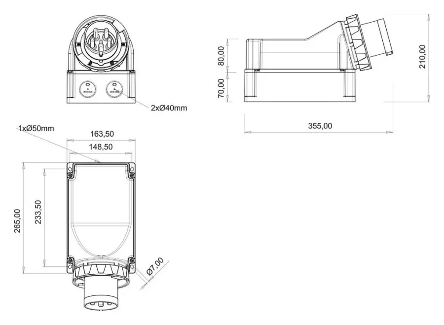 160A 5P IP67 CEE 90° Eğik Duvar Fişi – 2